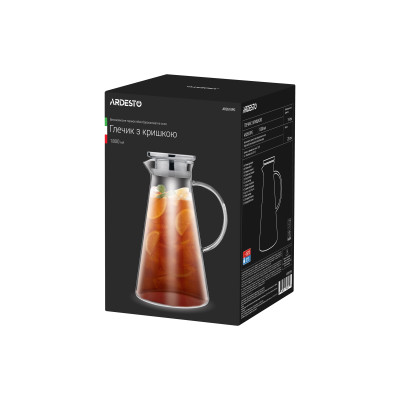 ARDESTO Кувшин с крышкой, 1800 мл, боросиликатное стекло, нержавеющая сталь AR2618PG ARDESTO Кувшин с крышкой, 1800 мл, боросиликатное стекло, нержавеющая сталь AR2618PG