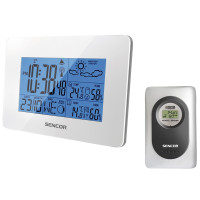Метеостанція Sencor, внутр/зовн вимірювання, AAx3+AAAx2, темп-ра, вологість, час, прогноз погоди, білий Метеостанція Sencor, внутр/зовн вимірювання, AAx3+AAAx2, темп-ра, вологість, час, прогноз погоди, білий