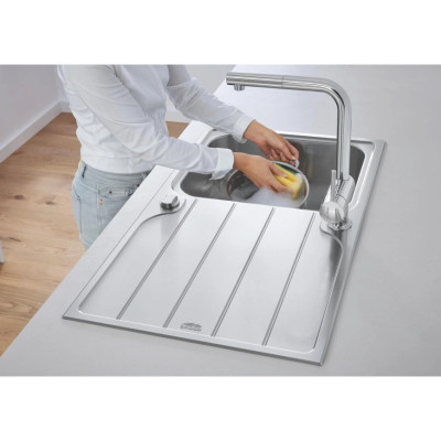 Мийка кухонна Grohe K500 прямокут., з крилом, 1000x500x200мм, врізна, нержавіюча сталь