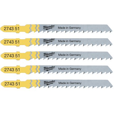 Полотно пиляльне для електролобзика Milwaukee T101D по дереву, крок зуба 4ммх75мм, 5шт Полотно пиляльне для електролобзика Milwaukee T101D по дереву, крок зуба 4ммх75мм, 5шт