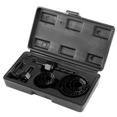 Коронки по дереву GRAPHITE 19, 22,29,32,38,44,51,64мм, 2 адаптери, кейс 12шт Коронки по дереву GRAPHITE 19, 22,29,32,38,44,51,64мм, 2 адаптери, кейс 12шт