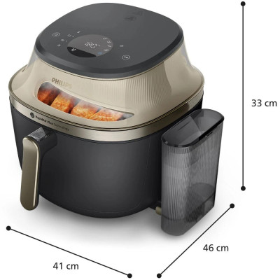 Мультипіч Philips Series 5000 OVI SteamFry 2000Вт, чаша-7.2л, сенсорне управл., 12 авто. програм, аксесуари, пластик, чорний