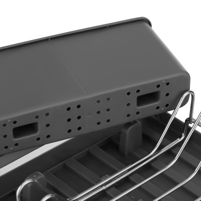 Сушарка для посуду з підставкою ARDESTO Minimalism 46.5x19.5x9.5см, пластик, хромоване залізо, сталь, сірий темний