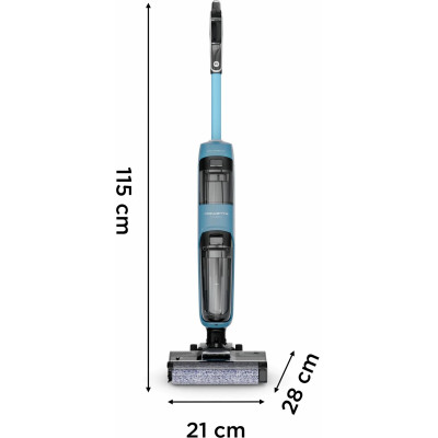 Пилосос Rowenta безпровідний миючий X-Clean 2, 120Вт, конт пил -0.44л, конт для води-0.73л, автон. робота до 35хв, вага-5кг, НЕРА, чорно-блакитний