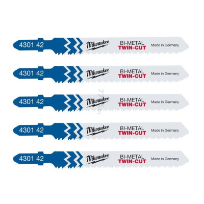 Полотно пиляльне для електролобзика Milwaukee T123XF Bi-Meta універсальне, крок зуба 2.5ммх91мм, 5шт