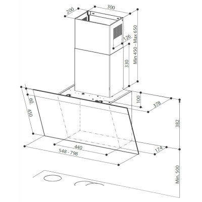Витяжка Faber похила, 80см, 1290м.куб/год, Daisy Bk A80, чорний
