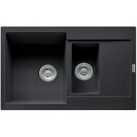 Мийка кухонна Franke Maris, фраграніт, прямокутник, з крилом, 780х500х200мм, чаша - 2, накладна, MRG 651-78, онікс