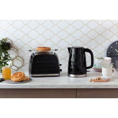 Тостер Russell Hobbs Honeycomb 850Вт, широкі слоти, пластик, чорний
