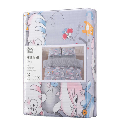 КПБ 1,5сп ARDESTO Gloria, підковдра 160х220см, простирадло 160х220см, наволочки (2) 50х70см, 100% бавовна, сатин, веселі котики, смужка КПБ 1,5сп ARDESTO Gloria, підковдра 160х220см, простирадло 160х220см, наволочки (2) 50х70см, 100% бавовна, сатин, веселі котики, смужка