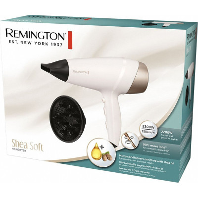 Фен Remington Shea Soft, 2200Вт, 3 режими, дифузор,турмалінова іоніз-я, хол. обдув, біло-золотий