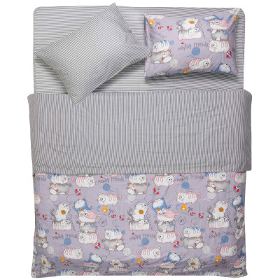 КПБ 2,0сп ARDESTO Gloria, підковдра 200х220см, простирадло 230х240см, наволочки (2) 50х70см, 100% бавовна, сатин, веселі котики, сірий