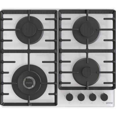 Варильна поверхня Gorenje газова на склі, 60см, чавун, білий