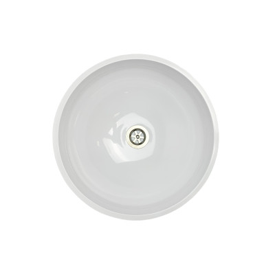 Раковина, умивальник Adamant KREIS, штучний камінь, кругла, без отвору для змішувача та переливу, 420х150мм, накладний, білий