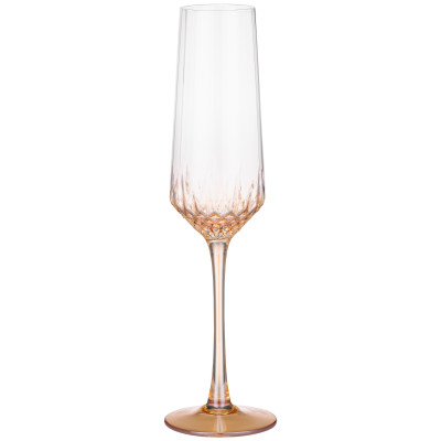 Набір келихів для шампанського ARDESTO Black Mars Favola 220мл, 2шт, скло, прозоро-золотистий Набір келихів для шампанського ARDESTO Black Mars Favola 220мл, 2шт, скло, прозоро-золотистий