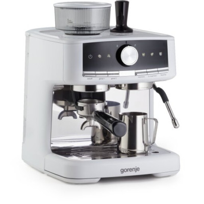 Кавоварка Gorenje ріжкова 2.5л, кавомолка 0,25л, капучинатор, кнопочне керування, білий