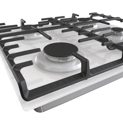 Варильна поверхня Gorenje газова на склі, 60см, чавун, білий