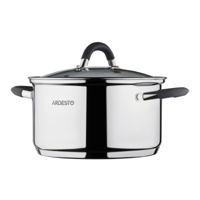 Каструля зі скляною кришкою Ardesto Gemini Salerno, 3.4л, нержавіюча сталь, силікон AR1936CS