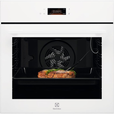 Electrolux Духова шафа електрична, 72л, A+, пара, дисплей, конвекція, піроліз, телескопічні напрямні, білий