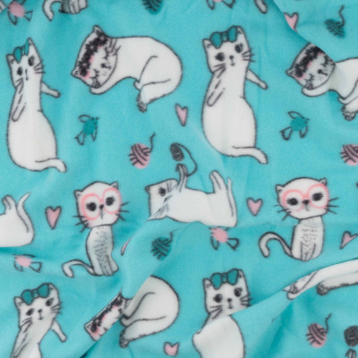 Плед ARDESTO Fleece 130x160см, 100% поліестер, котики, блакитний