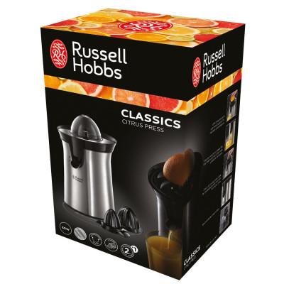 Соковитискач Russell Hobbs Classics цитрус-прес 60Вт, 2 насадки в комплекті, метал, чорний