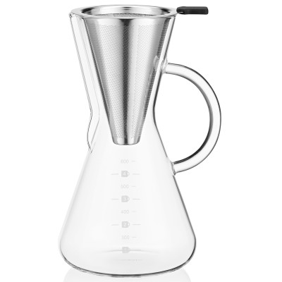 Кемекс для заварювання кави з фільтром ARDESTO Black Mars 600мл, боросилікатне скло, нержавіюча сталь, прозорий Кемекс для заварювання кави з фільтром ARDESTO Black Mars 600мл, боросилікатне скло, нержавіюча сталь, прозорий