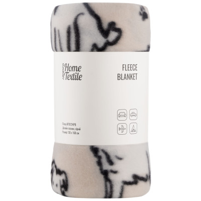 Плед ARDESTO Fleece 130x160см, 100% поліестер, песики, сірий