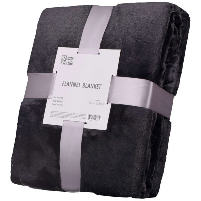 Плед ARDESTO Flannel, 160х200см, 100% поліестер, темно-сірий