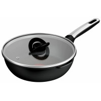 Мультисковорода Tefal Excellence Fusion, з кришкою, 24см, алюміній, скло, нержавіюча сталь, метал, чорний