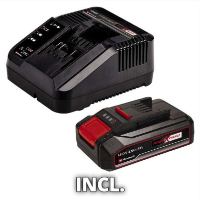 Пила ланцюгова акумуляторна Einhell GE-PS 18/15 Li BL Kit PXC 18В акб 1х2.5А·год шина 158мм різ 125мм 4.8м/с ЗП 1.1кг