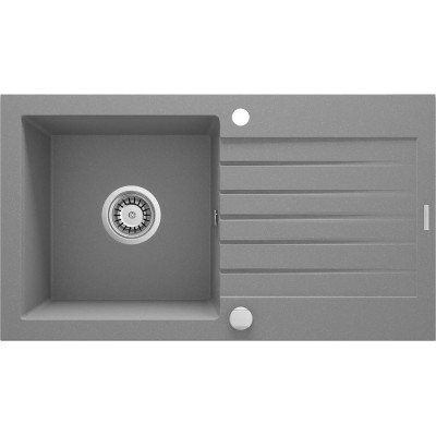 Мийка кухонна Deante Zorba, граніт, прямокутник, з крилом, 760х440х160мм, чаша - 1, накладна, металічний сірий Мийка кухонна Deante Zorba, граніт, прямокутник, з крилом, 760х440х160мм, чаша - 1, накладна, металічний сірий