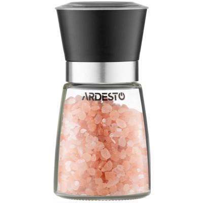 Млинок для солі та перцю ARDESTO Gemini, 180мл, скло, пластик, прозорий, чорний Млинок для солі та перцю ARDESTO Gemini, 180мл, скло, пластик, прозорий, чорний