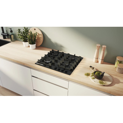 Варильна поверхня Bosch газова на склі, 60см, чавун, WOK, чорний Варильна поверхня Bosch газова на склі, 60см, чавун, WOK, чорний