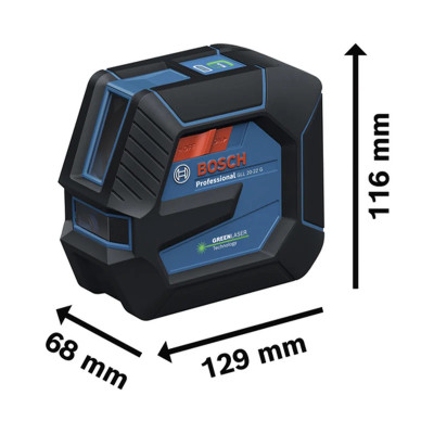 Нівелір лазерний Bosch Professional GLL 20-22 G 3.7В/4АА до 20м ±0.3мм/м зелений промінь чохол IP 65 0.59кг Нівелір лазерний Bosch Professional GLL 20-22 G 3.7В/4АА до 20м ±0.3мм/м зелений промінь чохол IP 65 0.59кг