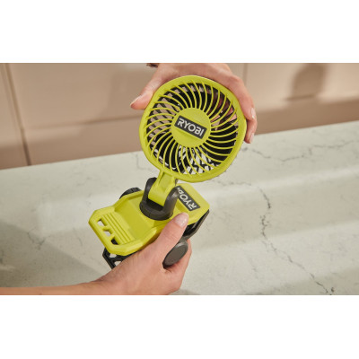 Вентилятор акумуляторний кліпса Ryobi USB Lithium RCF4-0 4В 3800об·хв обертання 325° поворот 180° 2 швидкості 0.29кг без АКБ та ЗП
