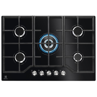 Варильна поверхня Electrolux газова на склі, 75см, чавун, чорний