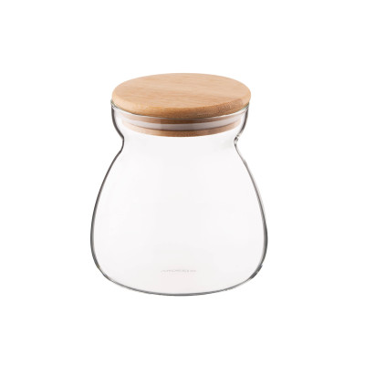 ARDESTO Банка для зберігання Fresh Hourglass 700 мл, скло, бамбук