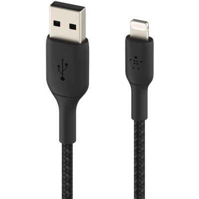 Belkin Кабель USB-A - Lightning, BRAIDED, 2m, black Belkin Кабель USB-A - Lightning, BRAIDED, 2m, black