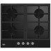 Варочная поверхность Beko газовая на стекле, 60см, чугун, черный (HILG64225S)