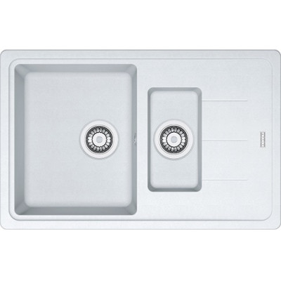 Мийка кухонна Franke Basis, фраграніт, прямокутник, з крилом, 780х500х200мм, чаша - 2, накладна, BFG 651-78, білий