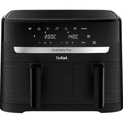 Мультипіч Tefal Easy Fry Dual Essential, 2700Вт, чаша-5.2+3.1л, сенсорне керув., 2 чаши, гриль, пластик, чорний