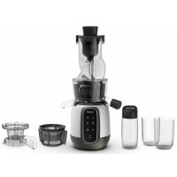 Соковитискач Tefal Ultra Juice шнековий 200Вт, чаша-6л, жмих-0.8л, пластик, сріблясто-чорний Соковитискач Tefal Ultra Juice шнековий 200Вт, чаша-6л, жмих-0.8л, пластик, сріблясто-чорний