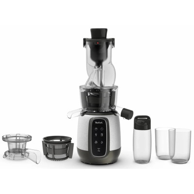 Соковитискач Tefal Ultra Juice шнековий 200Вт, чаша-6л, жмих-0.8л, пластик, сріблясто-чорний Соковитискач Tefal Ultra Juice шнековий 200Вт, чаша-6л, жмих-0.8л, пластик, сріблясто-чорний