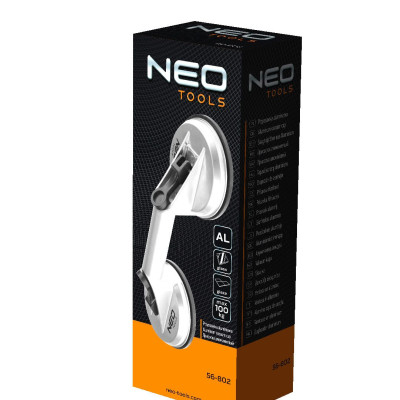 Neo Tools Присоска вакуумна, для скла, подвійна, алюмінієвий корпус, діаметр 120мм, до 100кг Neo Tools Присоска вакуумна, для скла, подвійна, алюмінієвий корпус, діаметр 120мм, до 100кг