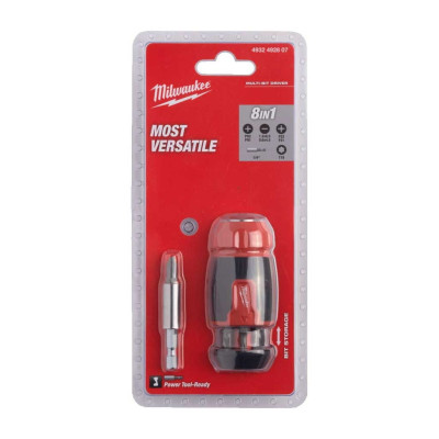 Викрутка Milwaukee, 8 насадок, руків'я двокомпонентне, PH1,PH2,PZ1,PZ2,T15,SL 0.6x4.5,SL 1.2x6.5мм Викрутка Milwaukee, 8 насадок, руків'я двокомпонентне, PH1,PH2,PZ1,PZ2,T15,SL 0.6x4.5,SL 1.2x6.5мм