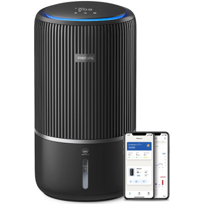 Очисник повітря Philips 2 в 1 PureProtect Water Series 3400, 78м2, 300м3/год, Nano, НЕРА,попередн.,угольний фільтр, Wi-Fi, датчик якості, температ,вологості, темно-сірий