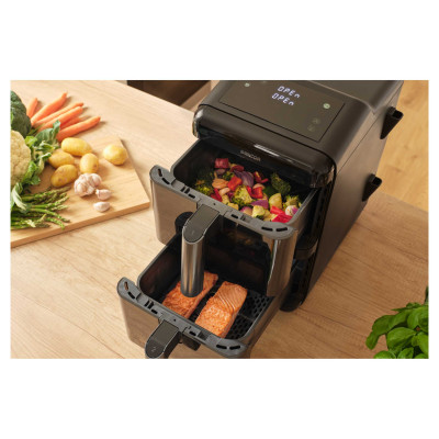 Мультипіч Sencor Dual Vita Fryer, 3000Вт, чаша-5.8+5.8л, сенсорне керув., 2 чаши, з віконцем, гриль, пластик, чорний Мультипіч Sencor Dual Vita Fryer, 3000Вт, чаша-5.8+5.8л, сенсорне керув., 2 чаши, з віконцем, гриль, пластик, чорний