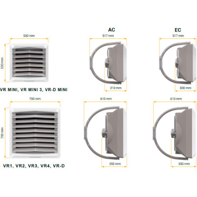 Водяний нагрівач Volcano VR1 енергоефективний двигун EC, 5-30 кВт, 5300 м3/год Водяний нагрівач Volcano VR1 енергоефективний двигун EC, 5-30 кВт, 5300 м3/год
