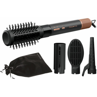 Фен-щітка Rowenta Air Shape, 1300Вт, 3 режими, іоніз-я, хол. обдув, 4 насадки, кераміка, чорно-золотий Фен-щітка Rowenta Air Shape, 1300Вт, 3 режими, іоніз-я, хол. обдув, 4 насадки, кераміка, чорно-золотий