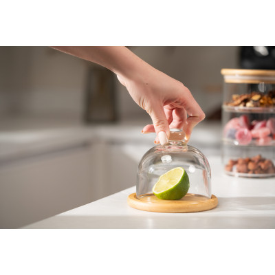 Блюдо с крышкой Ardesto, 12см, бамбук, стекло, прозрачный (AR2612BD)