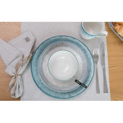 ARDESTO Тарілка супова Siena, 20см, порцеляна, біло-сірий